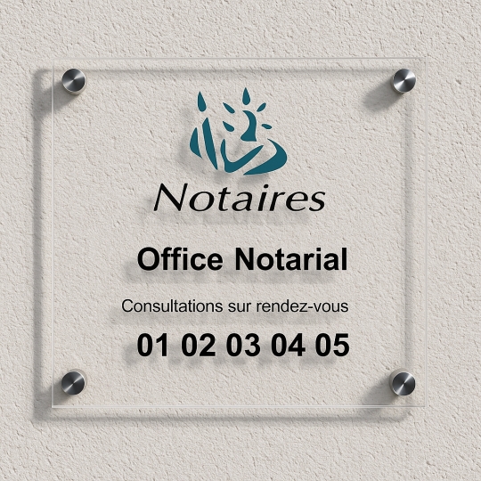 Plaque notaire avec logo en couleur - Gravure pour Office Notarial