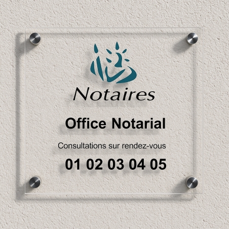 Plaque notaire avec logo en couleur - Gravure pour Office Notarial