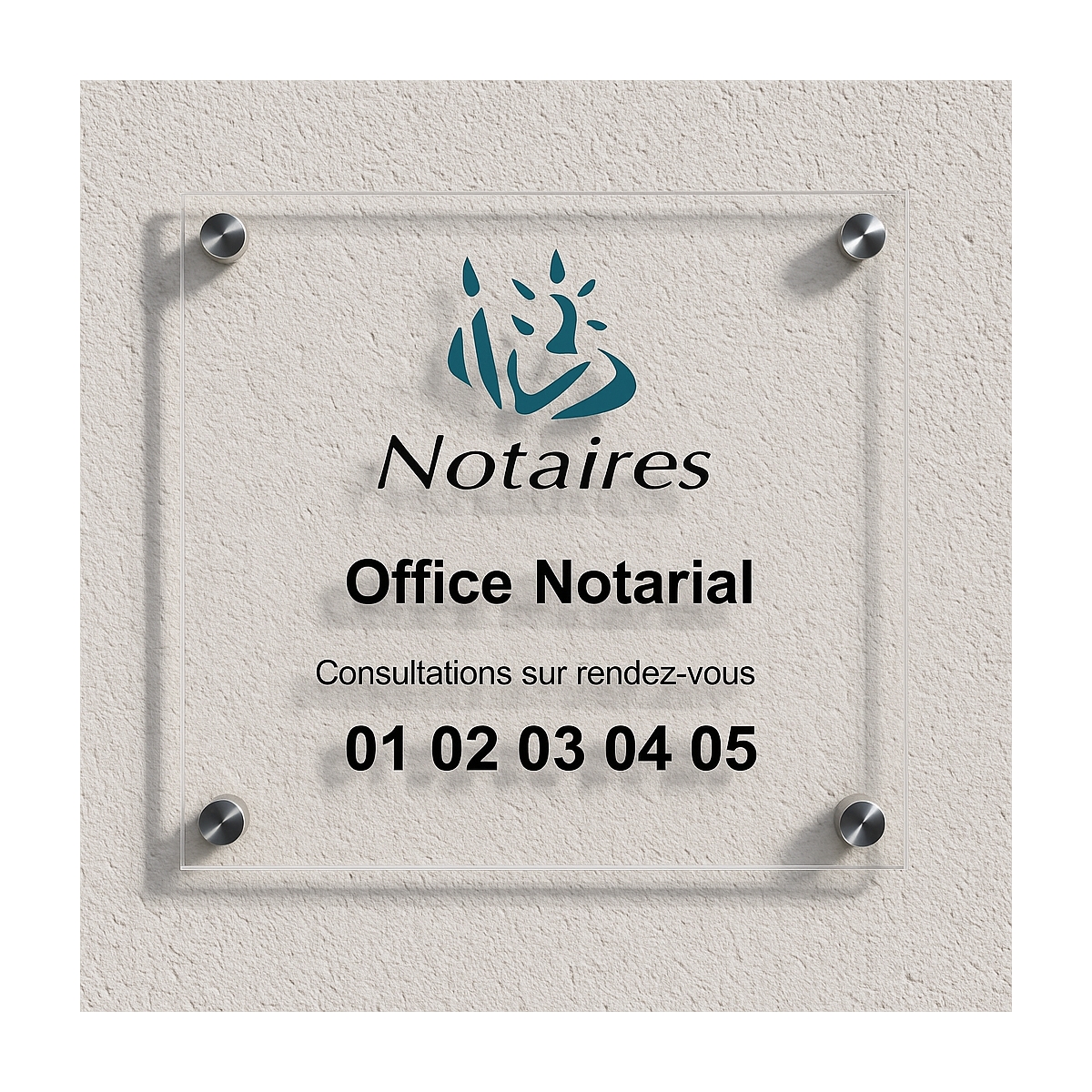 Plaque notaire avec logo en couleur - Gravure pour Office Notarial