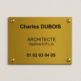 Plaque gravée pour Cabinet d'Architecture - Laiton - Plexi - Aluminium