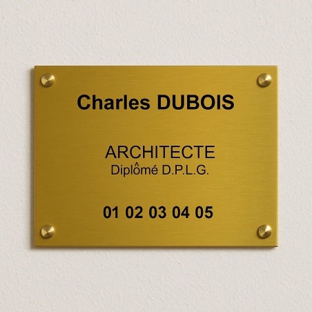 Plaque gravée pour Cabinet d'Architecture - Laiton - Plexi - Aluminium