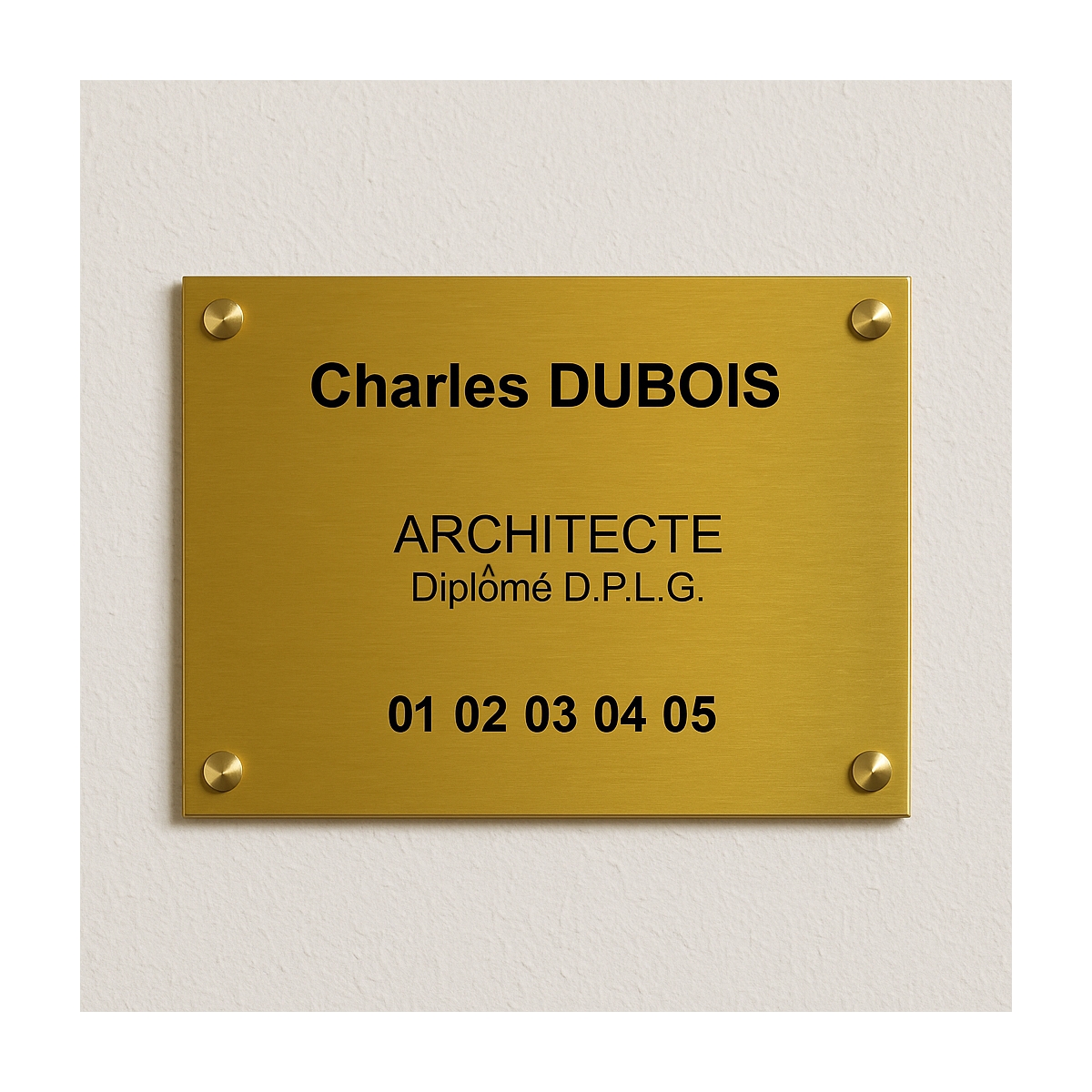 Plaque gravée pour Cabinet d'Architecture - Laiton - Plexi - Aluminium