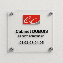 Achat Plaque pour cabinet expert comptable  Logo Couleur sur plexiglass