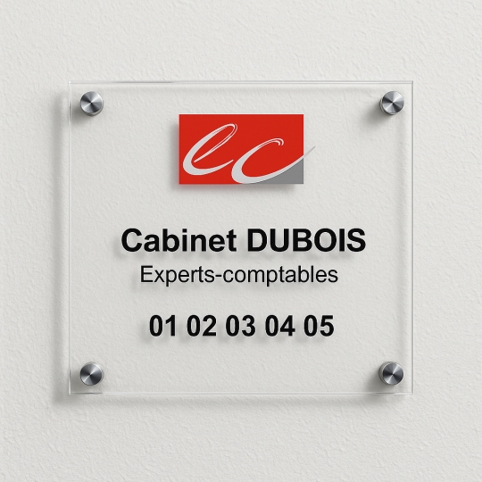 Achat Plaque pour cabinet expert comptable  Logo Couleur sur plexiglass