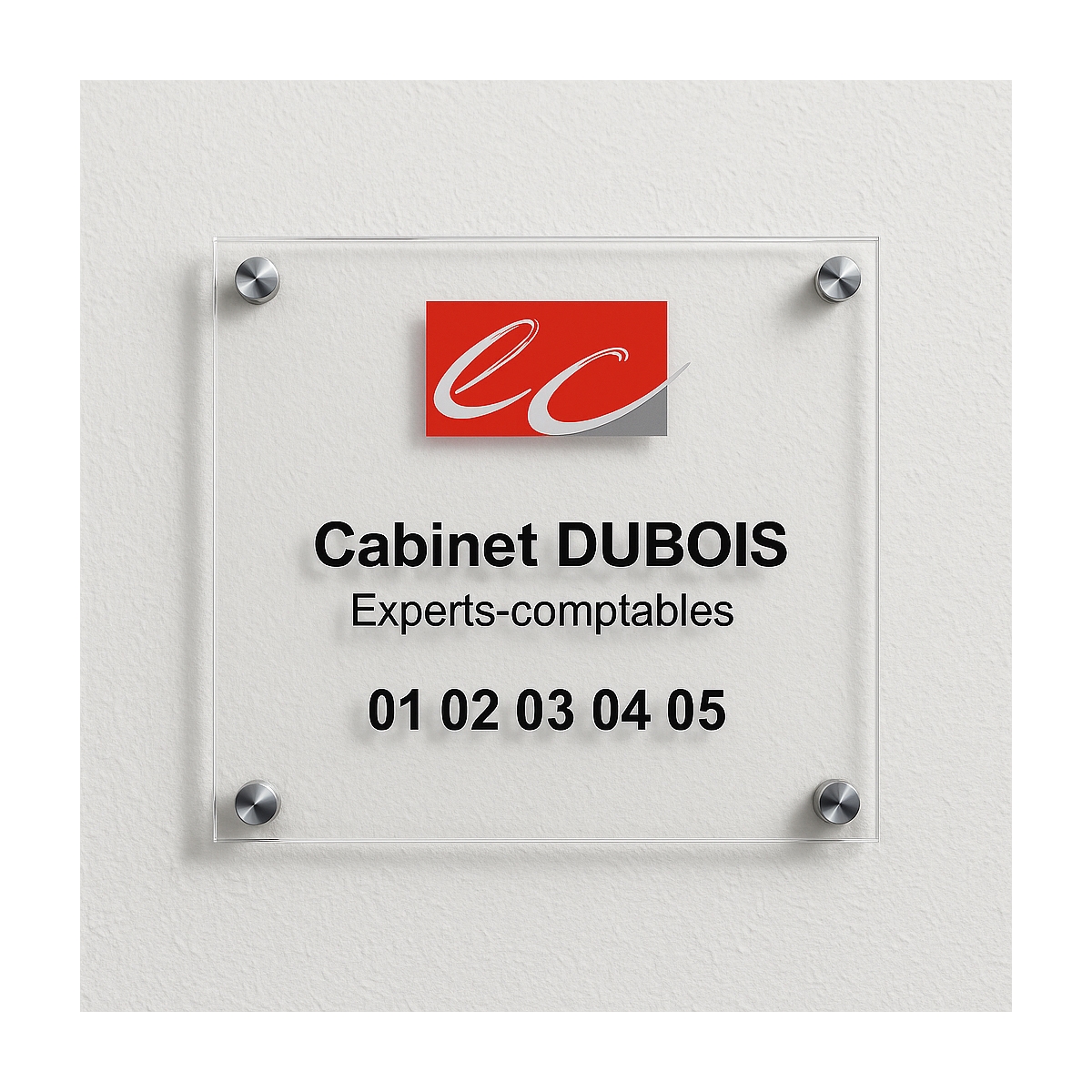 Achat Plaque pour cabinet expert comptable  Logo Couleur sur plexiglass