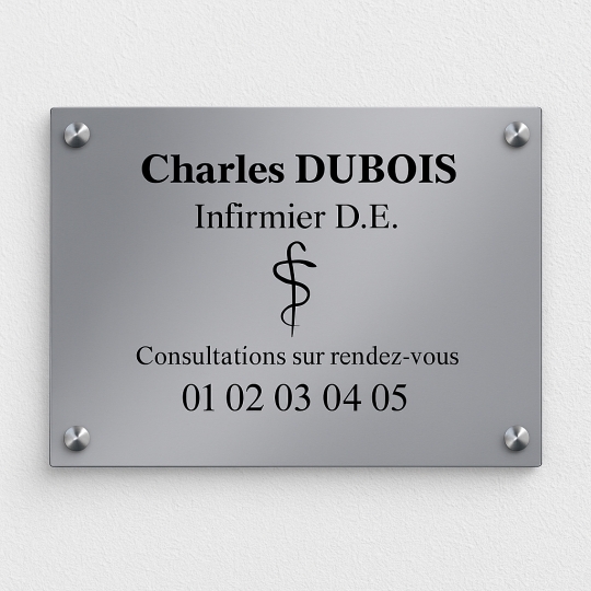 support gravée pour cabinet infirmier  avec Picto Plaque personnalisée