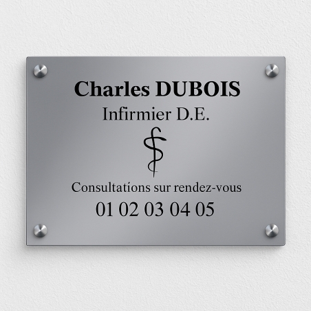 support gravée pour cabinet infirmier  avec Picto Plaque personnalisée