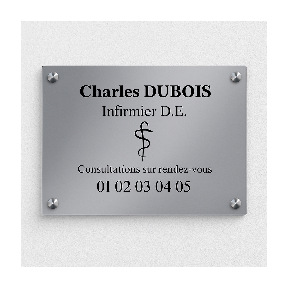 support gravée pour cabinet infirmier  avec Picto Plaque personnalisée