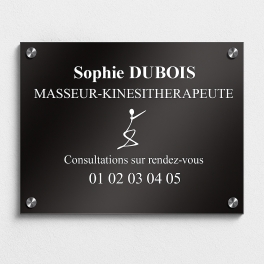 Plaque avec caducée pour Masseur et Kiné - gravure sur plexiglass