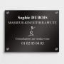 Plaque avec caducée pour Masseur et Kiné - gravure sur plexiglass