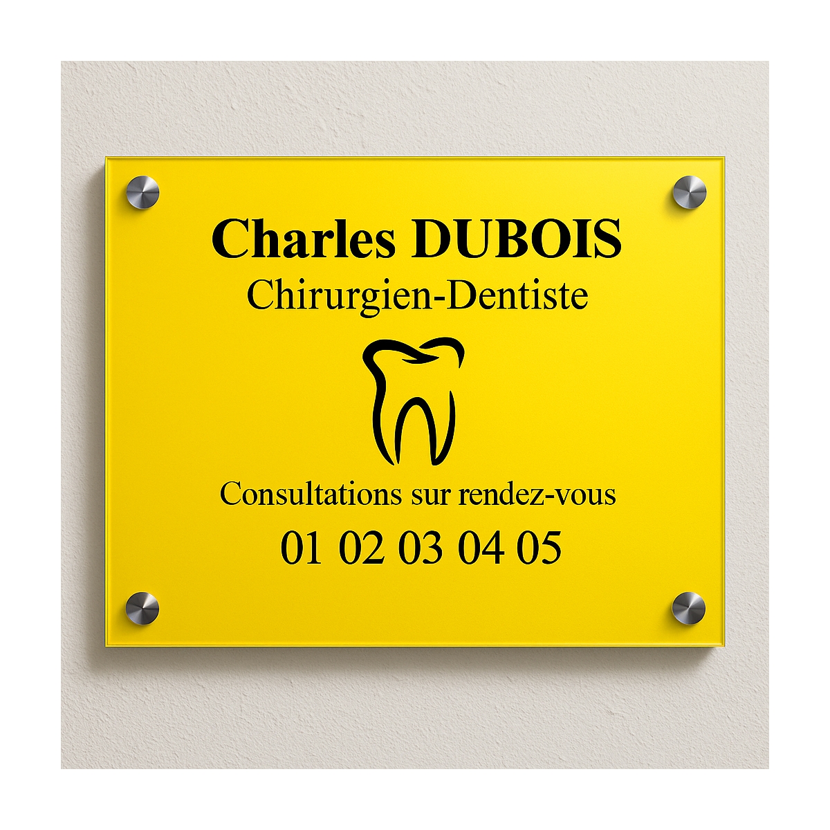 Plaque professionnelle pour cabinet dentaire - Gravure laser - 30x20cm