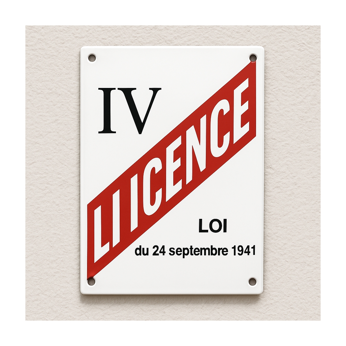 Plaque émaillée Licence IV à personnaliser | Plaque Personnalisée