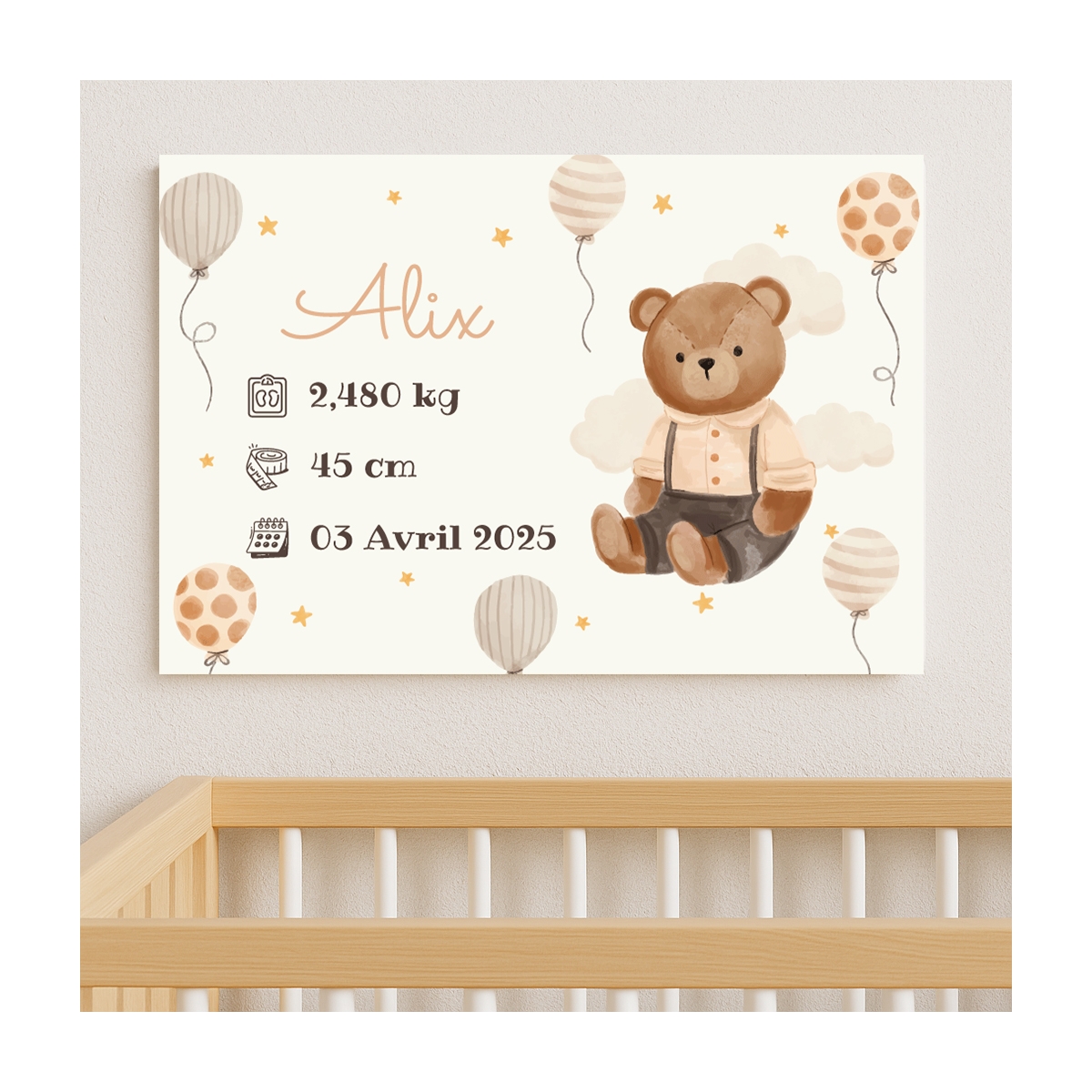 Plaque de Naissance pour bébé à personnaliser| Plaque Personnalisée