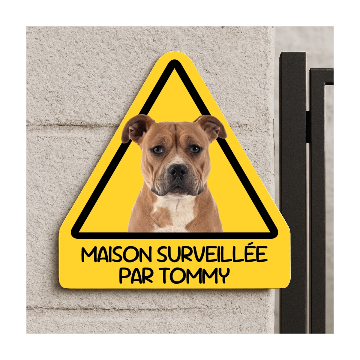 Attention Pittbull - Plaque chien chien de garde - forme triangulaire