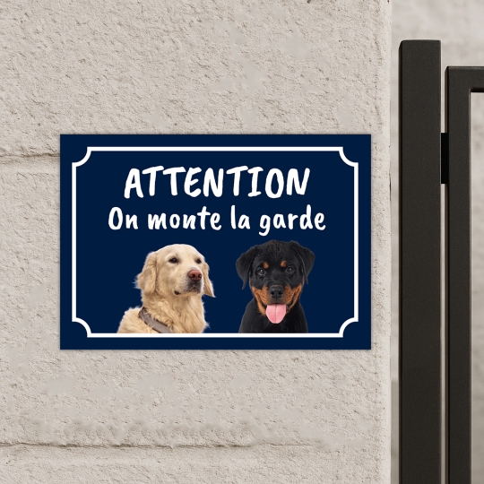 Plaque Attention au chien à personnaliser | Plaque Personnalisée