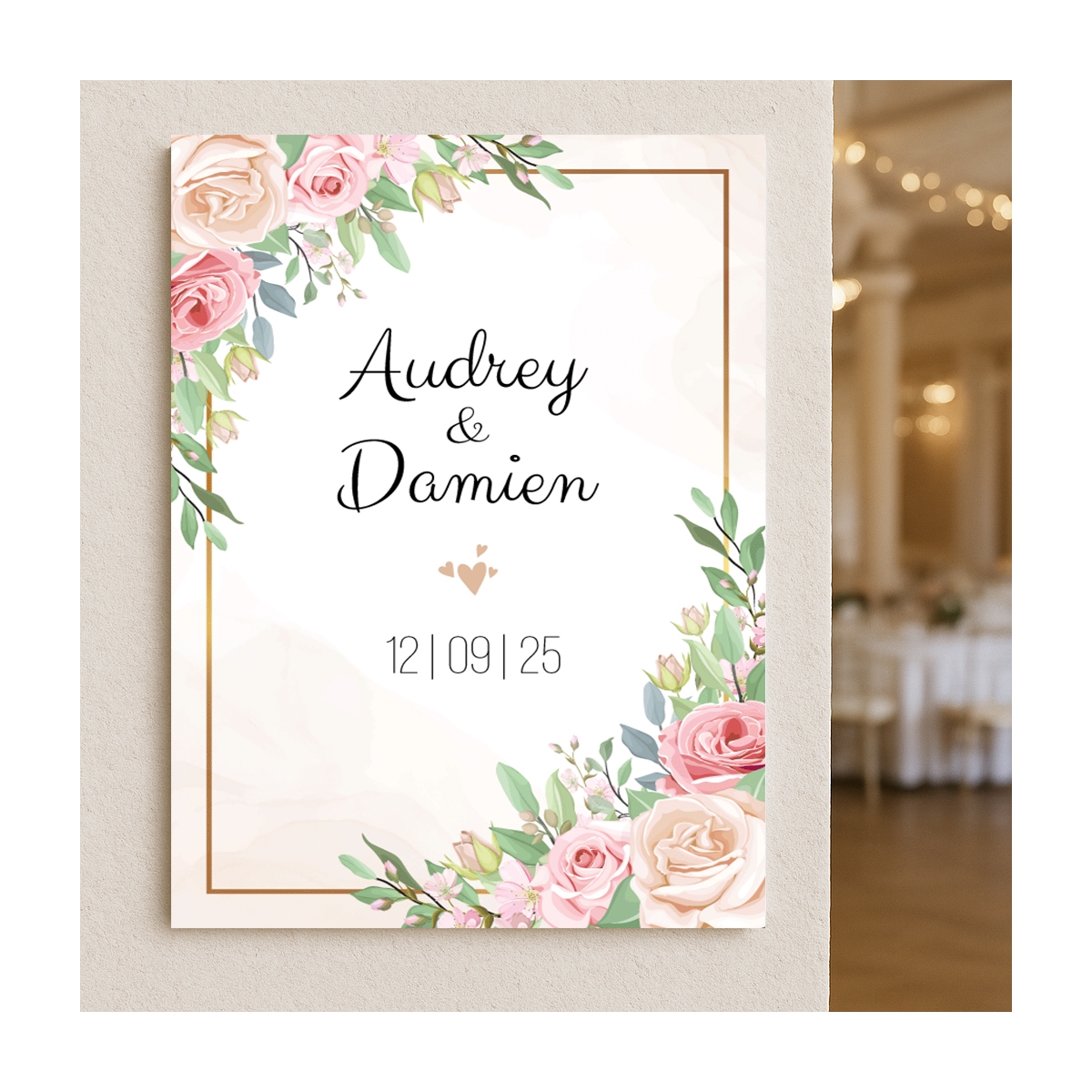 Plaque mariage avec des fleurs à personnaliser | Plaque Personnalisée Plaque mariage avec des fleurs à personnaliser | Plaque Personnalisée