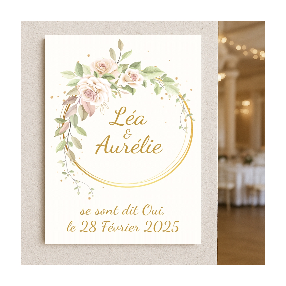 Plaque mariage avec des fleurs | Plaque Personnalisée Plaque mariage avec des fleurs | Plaque Personnalisée