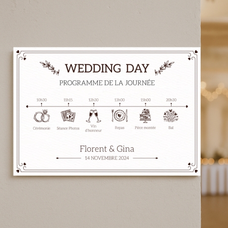 Plaque planning mariage à personnaliser | Plaque Personnalisée