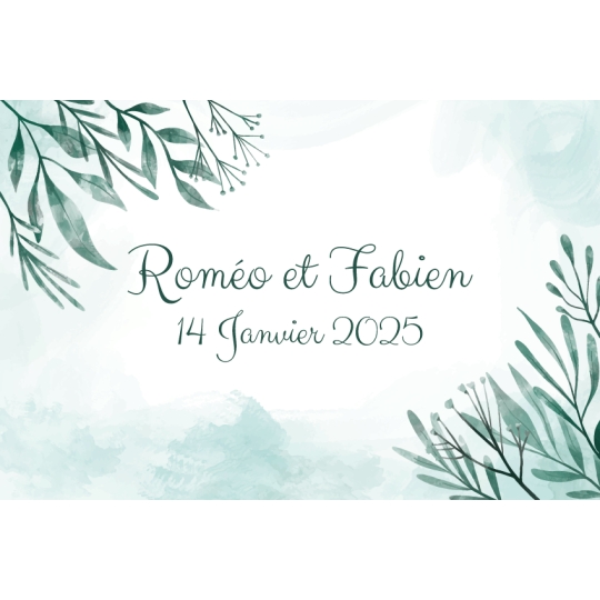 Plaque mariage feuillage à personnaliser | Plaque Personnalisée