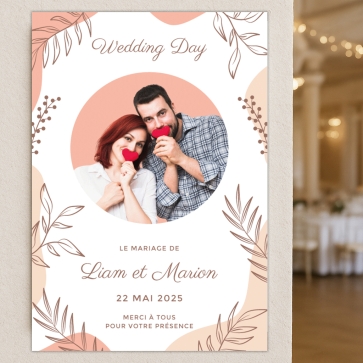 Plaque mariage couleur pastel à personnaliser