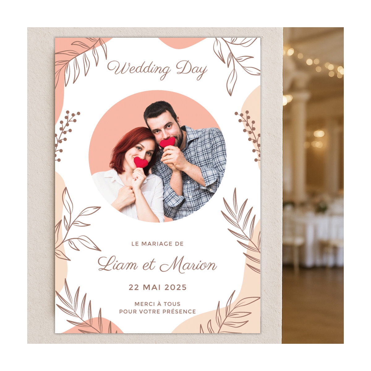 Plaque mariage couleur pastel à personnaliser