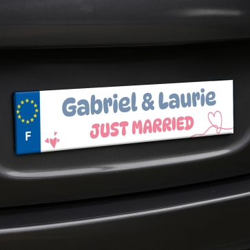 Plaque décorative immatriculation pour mariage | Plaque Personnalisée