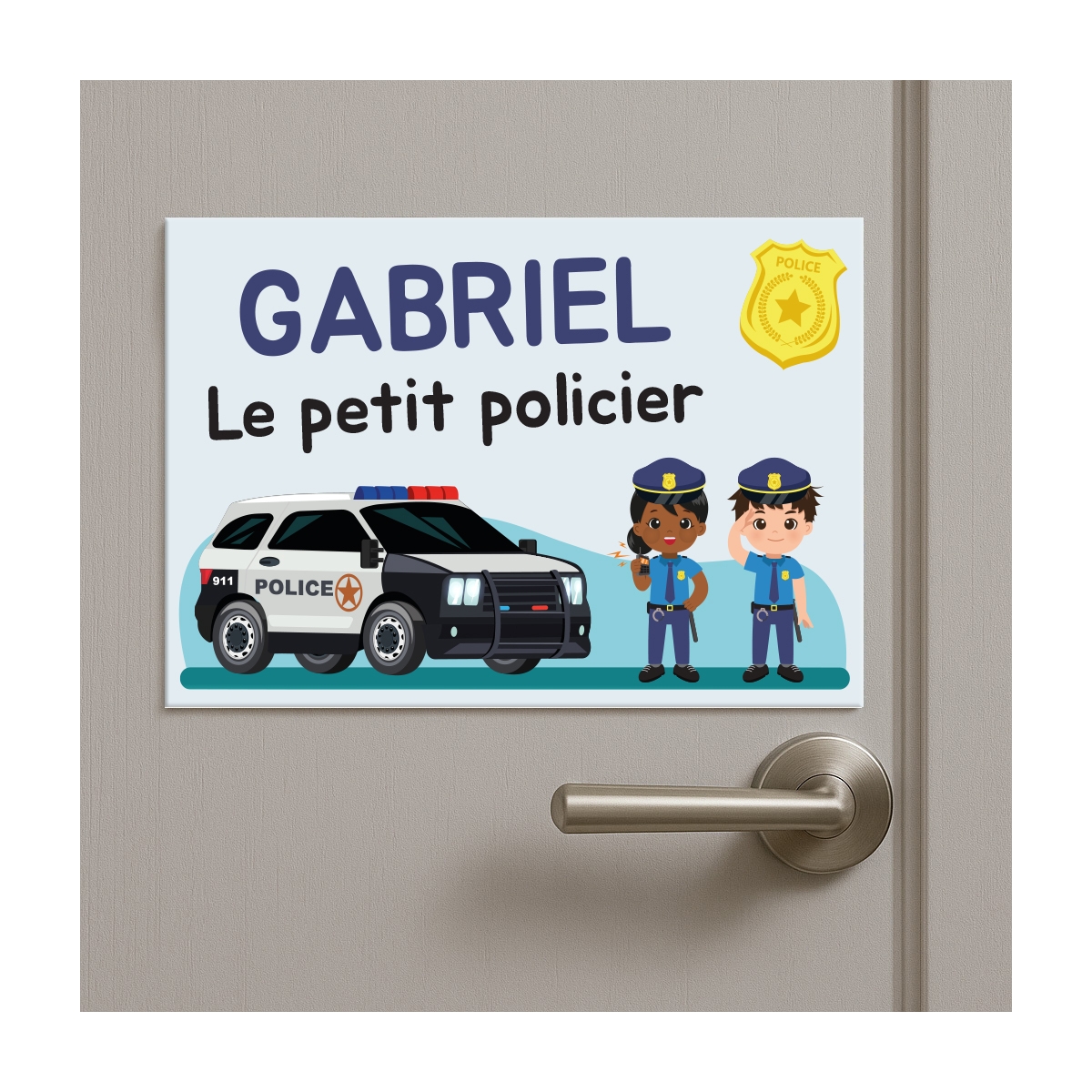 Plaque de porte enfant police | Plaque Personnalisée