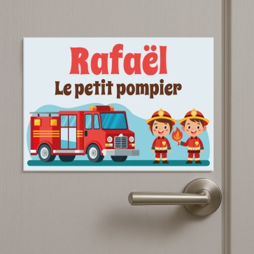 Plaque de porte enfant pompier | Plaque Personnalisée
