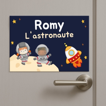 Plaque de porte enfant astronaute | Plaque Personnalisée