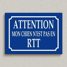 Plaque de rue pour chien fainéant - Fond bleu impression sur aluminium