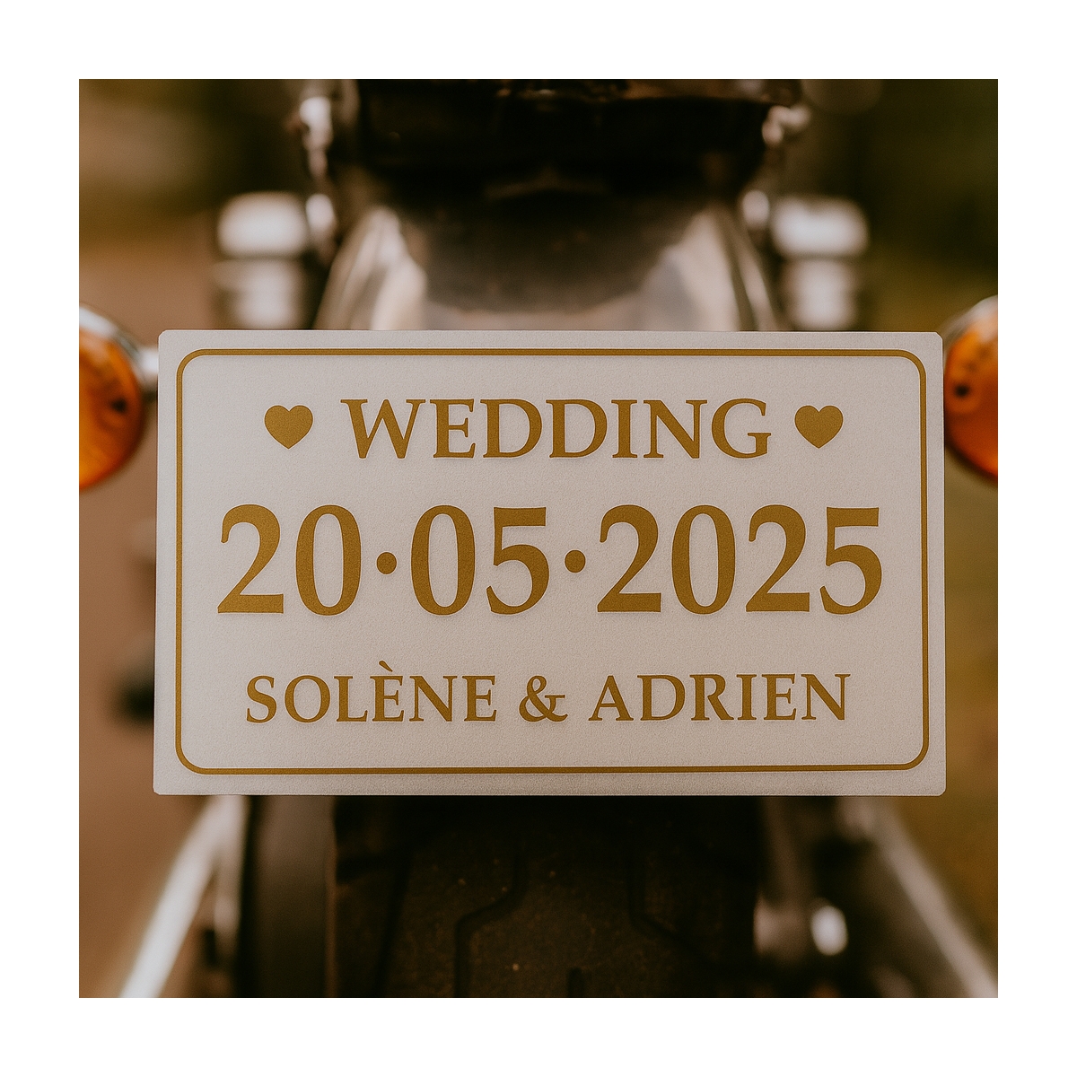 Plaque pour moto de mariage | Plaque Personnalisée