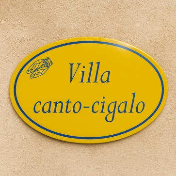 Plaque en émail ovale cigale | Plaque Personnalisée