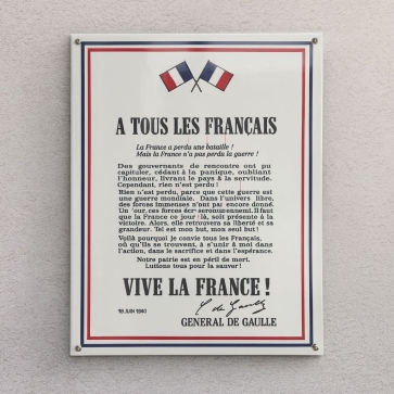 Plaque commémoration de l'Appel du 18 Juin du Général de Gaulle