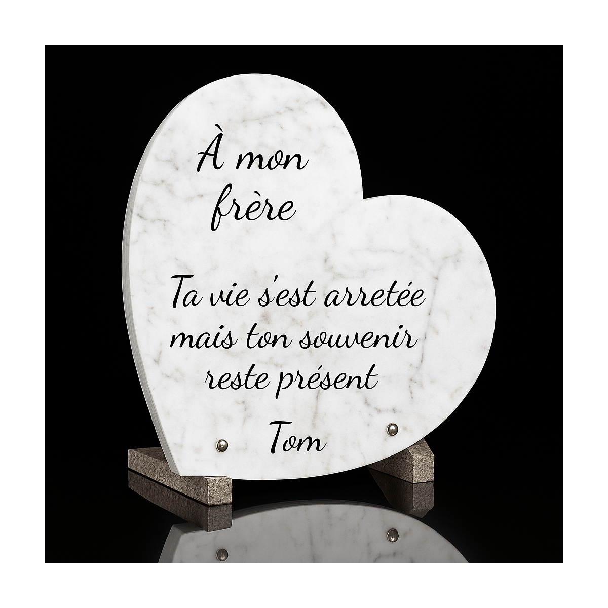 Plaque funéraire coeur effet marbre | Plaque Personnalisée Plaque funéraire coeur effet marbre | Plaque Personnalisée