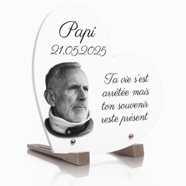 Plaque funéraire coeur avec photo | Plaque Personnalisée