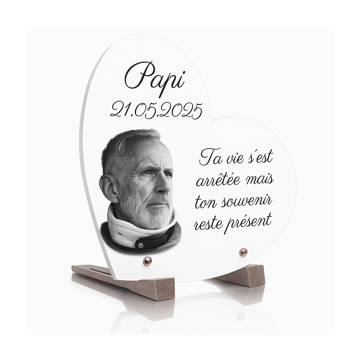 Plaque funéraire coeur avec photo | Plaque Personnalisée Plaque funéraire coeur avec photo | Plaque Personnalisée