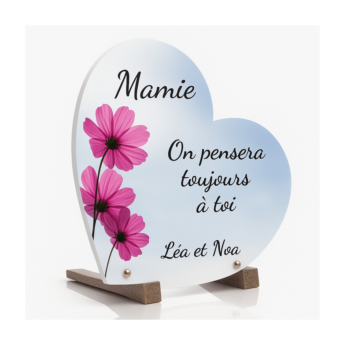 Plaque funéraire coeur avec fleurs | Plaque Personnalisée Plaque funéraire coeur avec fleurs | Plaque Personnalisée