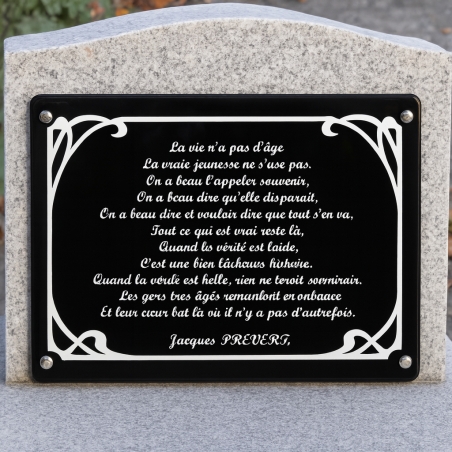 Plaque Plexiglas funéraire Art Nouveau | Plaque Personnalisée