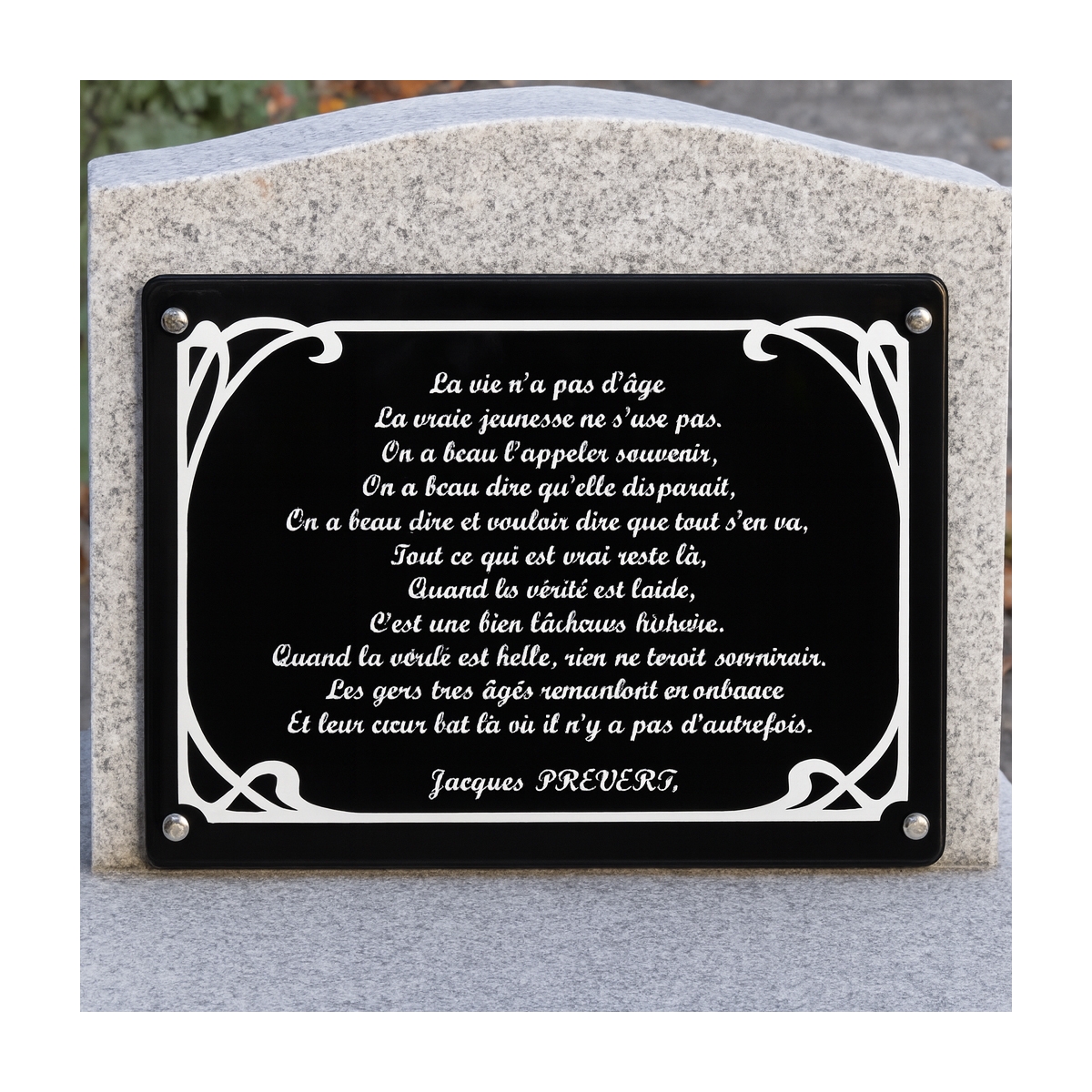 Plaque Plexiglas funéraire Art Nouveau | Plaque Personnalisée Plaque Plexiglas funéraire Art Nouveau | Plaque Personnalisée