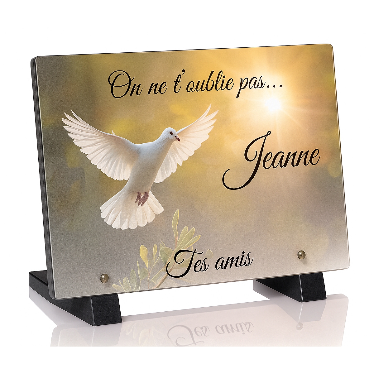 Plaque funéraire avec colombe | Plaque Personnalisée Plaque funéraire avec colombe | Plaque Personnalisée