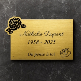 Plaque funéraire découpe rose | Plaque Personnalisée