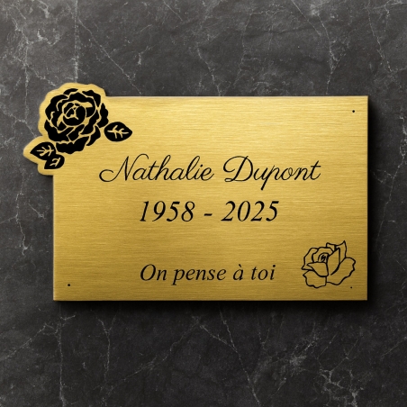 Plaque funéraire découpe rose | Plaque Personnalisée