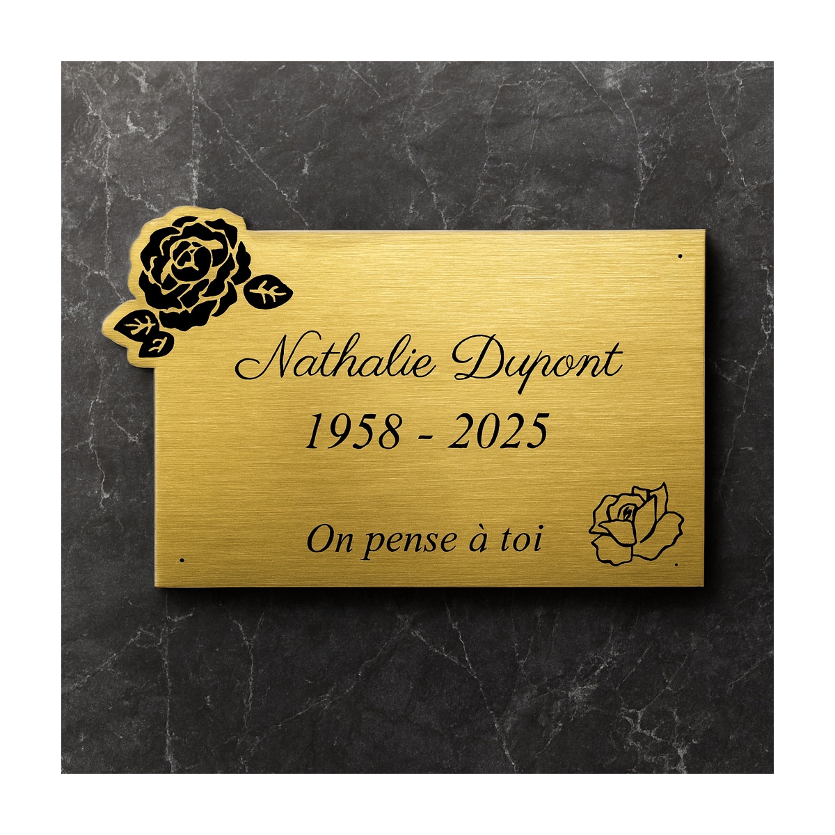Plaque funéraire découpe rose | Plaque Personnalisée Plaque funéraire découpe rose | Plaque Personnalisée