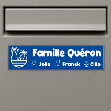 Plaque boîte aux lettres personnalisée palmier | Plaque Personnalisée