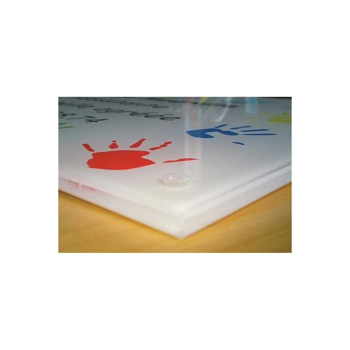 Impression de plaque gravée en couleur - support plexi - tarif pas cher