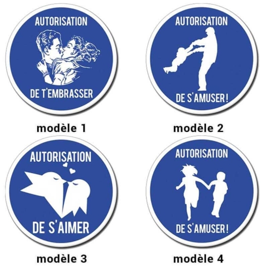 Plaque autorisation de s'amuser - s'embrasser - de s'aimer - en PVC Plaque autorisation de s'amuser - s'embrasser - de s'aimer - en PVC